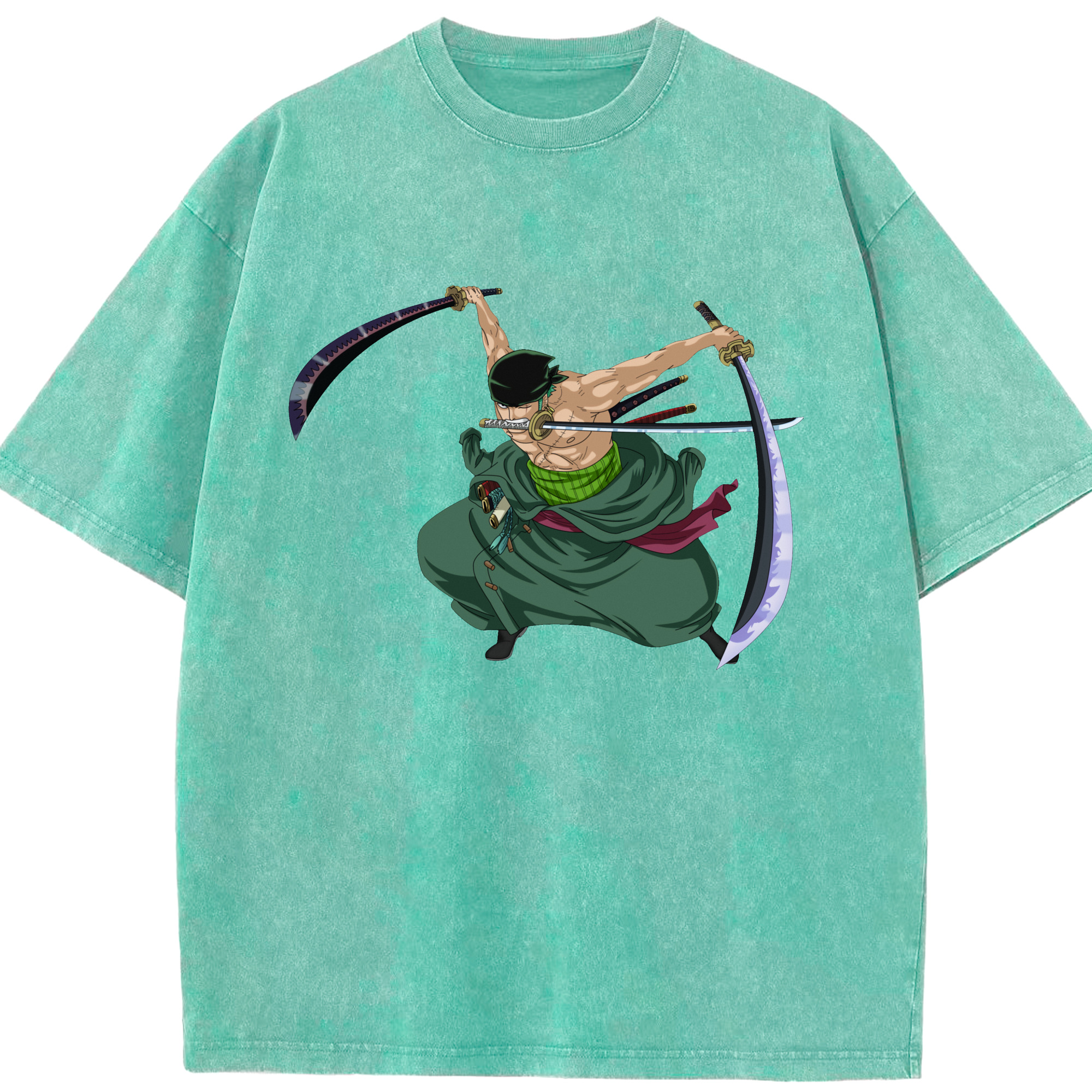 ワンピース ロロノア・ゾロ ONE PIECE Roronoa Zoro 綿100% ヴィンテージ風 半袖Tシャツ（フロントプリント）